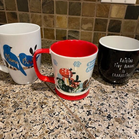 Anthropologie Bonne Annee Reindeer Mushroom Cup Plus Mom Bird Cups - Picture 9 of 12